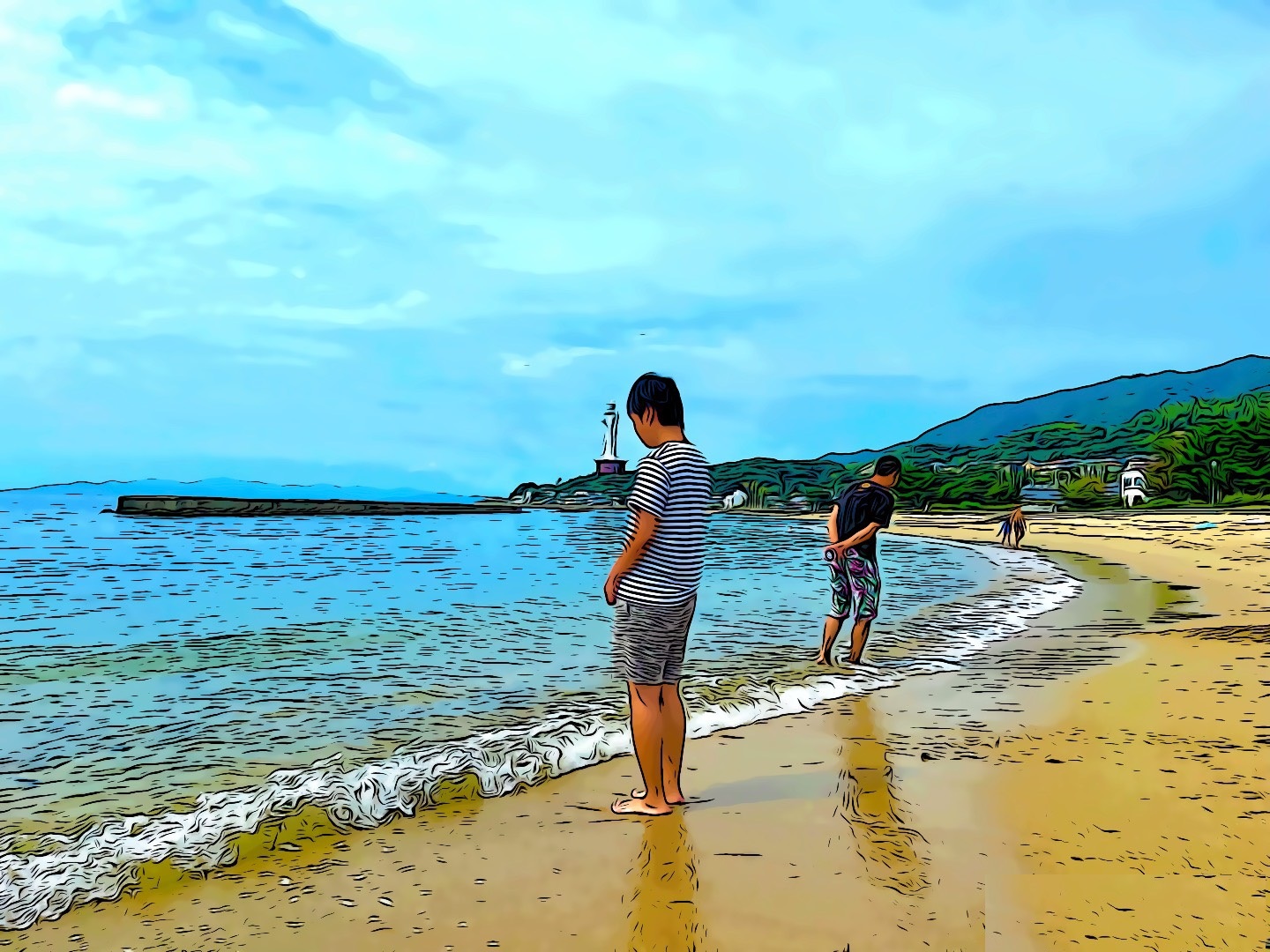 目の前にある海でアーシング